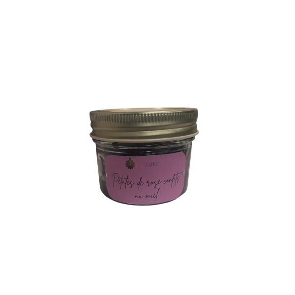Pétales de rose confits au miel
